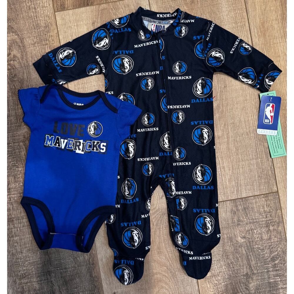 NWT Dallas Mavericks NBA Baby Lot of One Piece and Footie Pajamas Size 3-6 Month